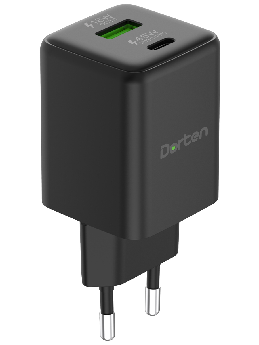 Зарядное устройство сетевое Dorten 45W GaN PD3.0/PPS + QC3.0 Black