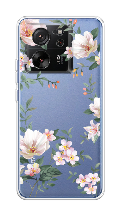 

Чехол на Xiaomi 13T "Beautiful white flowers", Бежевый;зеленый, 319850-1