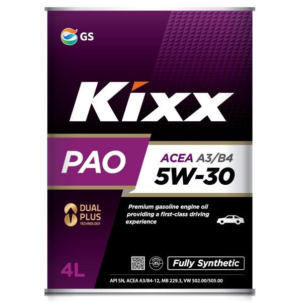 фото Масло моторное kixx pao 5w-30 api sn/cf, acea a3/b4 4л l209044te1