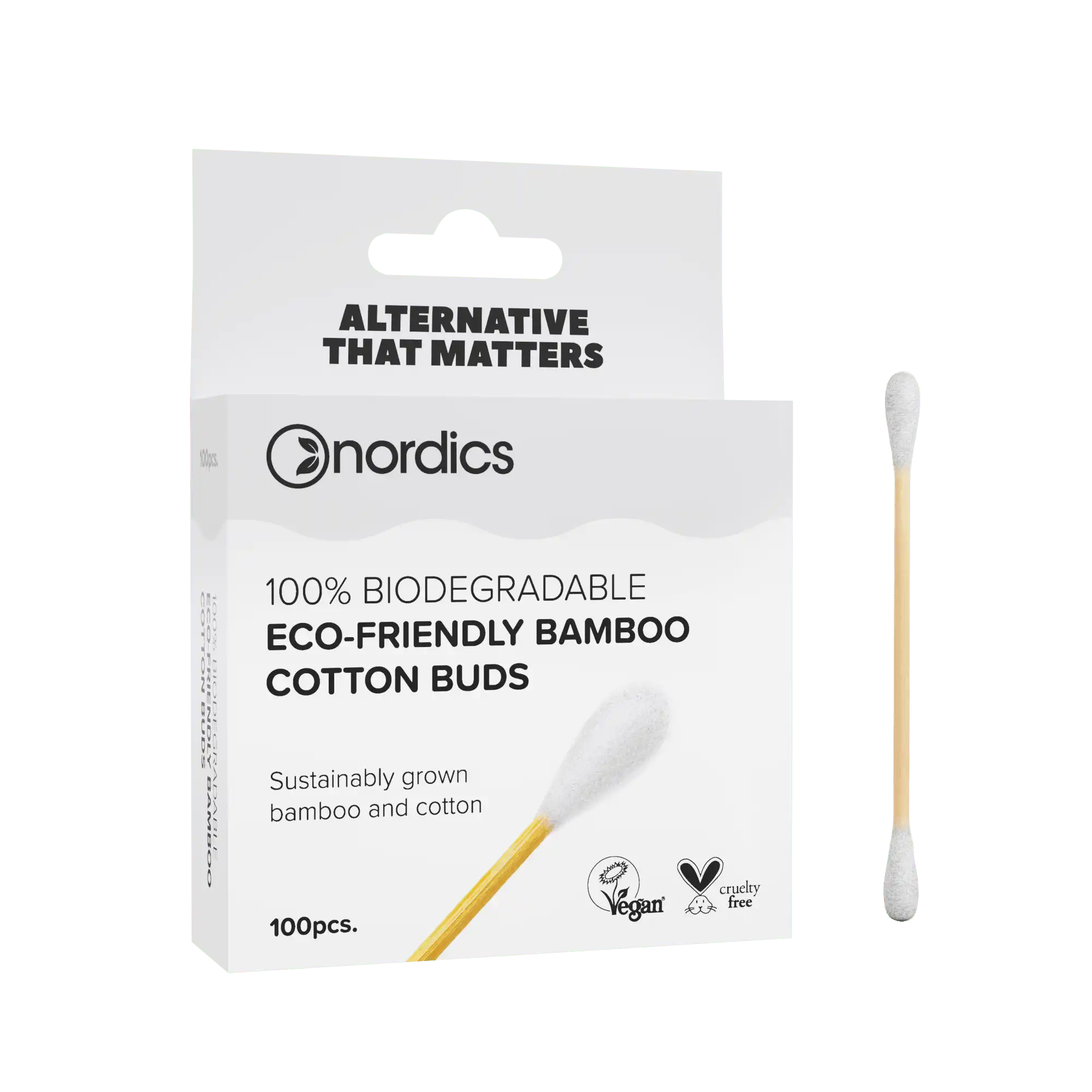 Палочки ватные Nordics Eco-Friendly Bamboo Cotton Buds белые, 100 шт. хомуты сибртех 300 х 3 6 мм пластиковые белый 100 шт