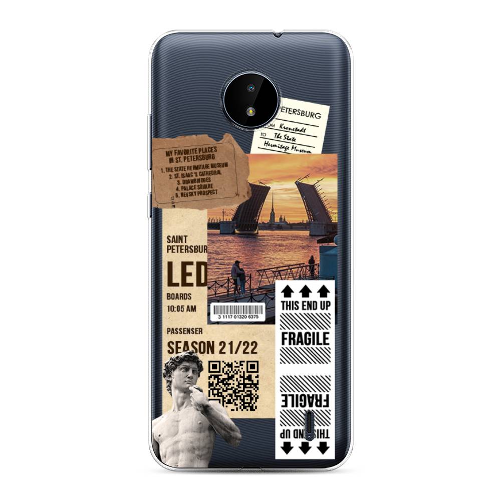 

Чехол на Nokia C10/C20 "Санкт-Петербург коллаж", Коричневый;бежевый;белый, 124450-6