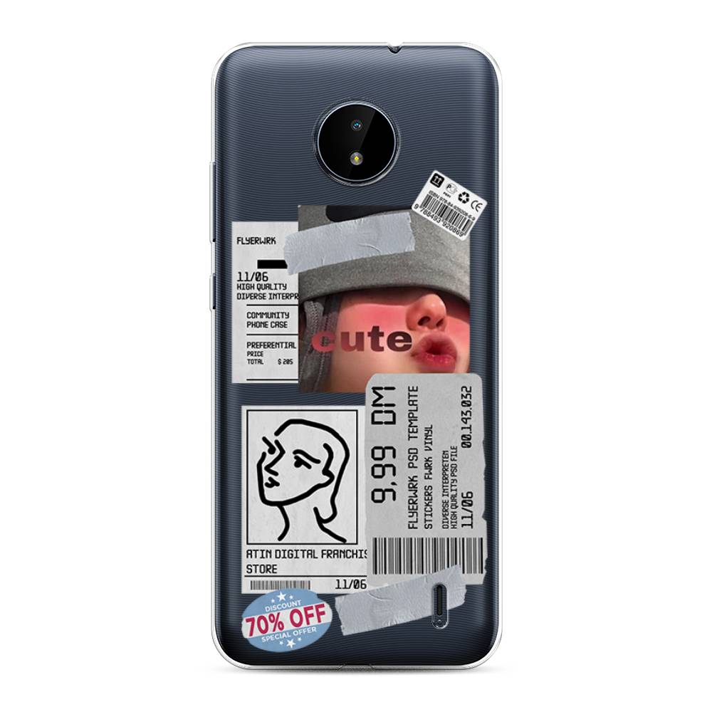 

Чехол на Nokia C10"Cute girl collage", Розовый;серый;голубой, 124450-6