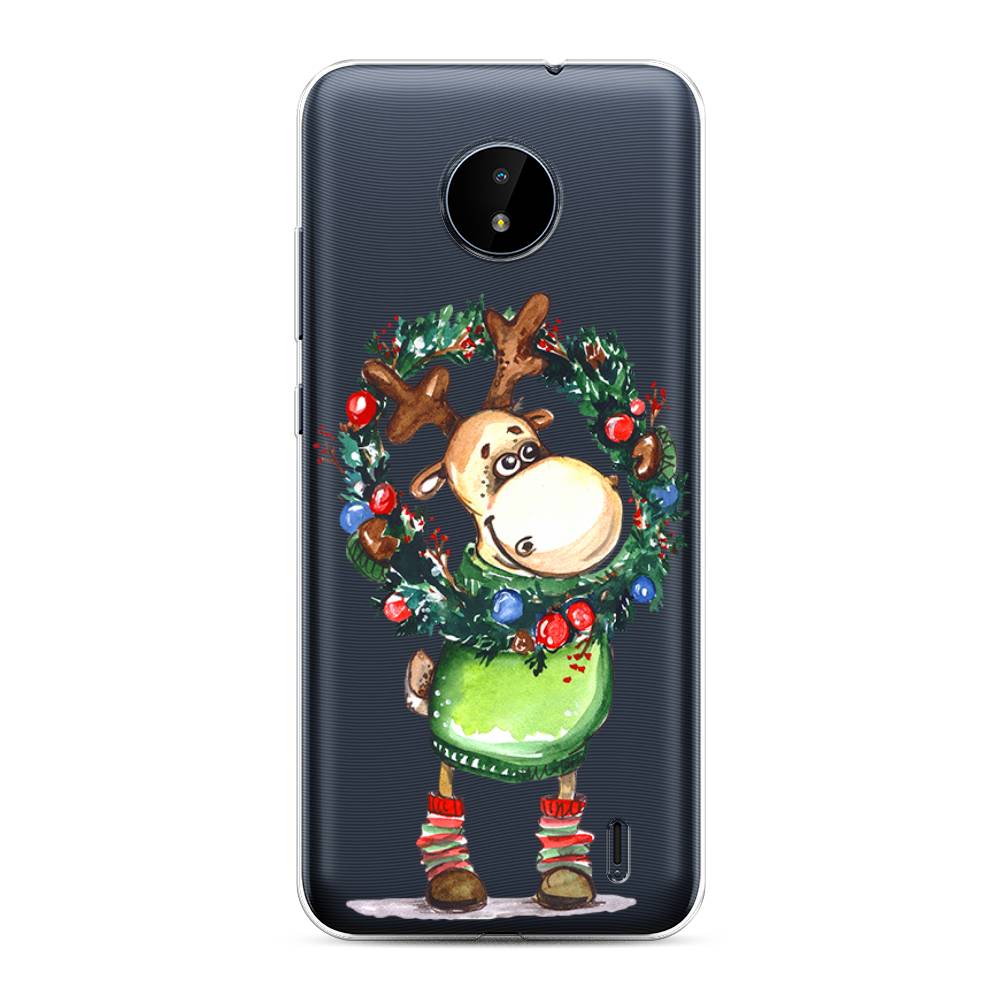

Чехол на Nokia C10"Олень с новогодним венком", 124450-4