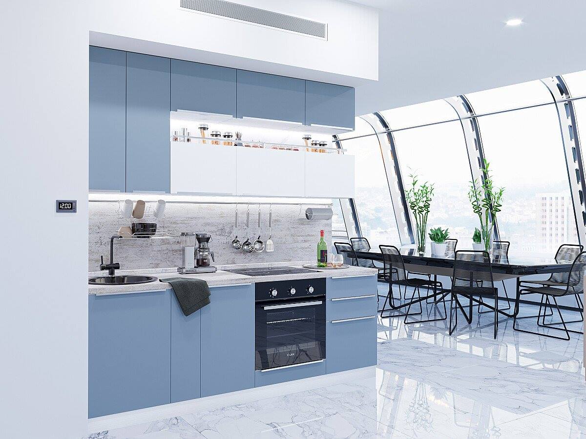 

Vivat Кухня Фьюжн-01 Silky Blue/Silky White/Белый 2340*2300*600