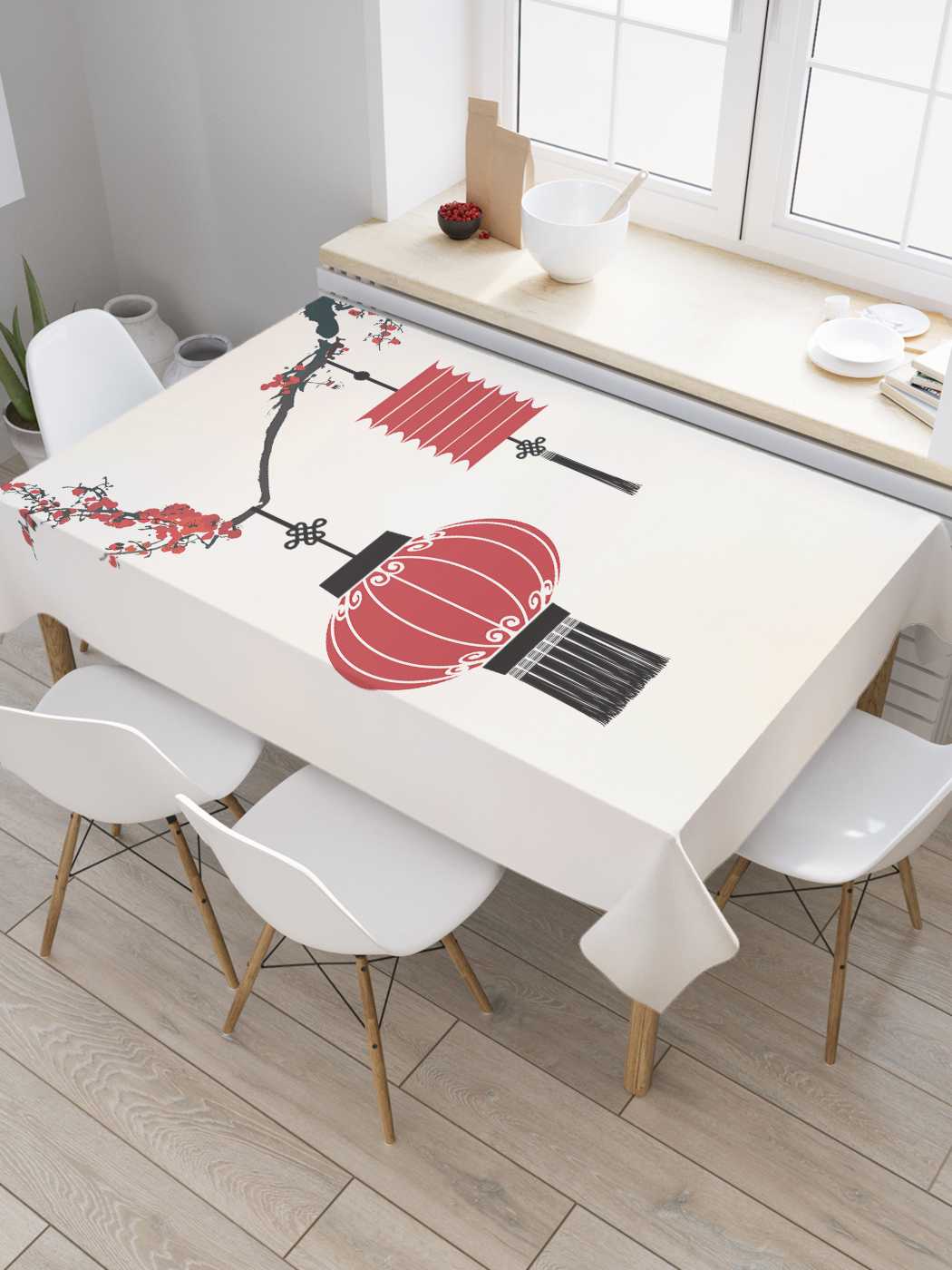 

Скатерть прямоугольная JoyArty "Сакура с лампами" из оксфорда, 120x145 см, Сакура с лампами