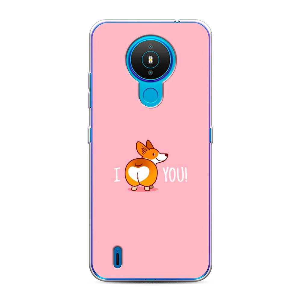 

Чехол на Nokia 1.4 "Корги I love you", Розовый;коричневый;белый, 124550-1