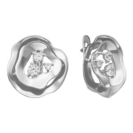 

Серьги из белого золота с фианитом Delta B126694-d, B126694-d