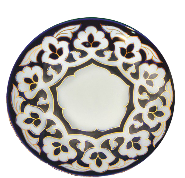 фото Тарелка круглая 235 мм синяя с золотом turon porcelain