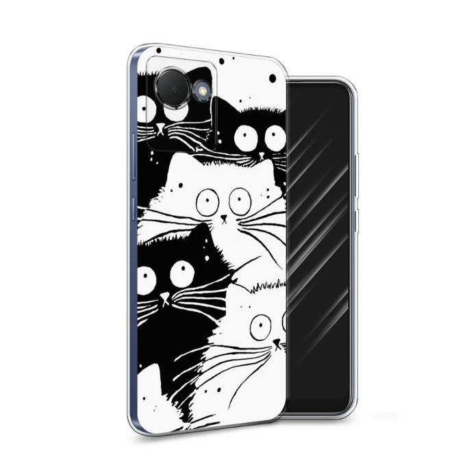 

Чехол Awog на Realme Narzo 50i Prime "Коты черно-белые", Черный;белый, 2510650-2