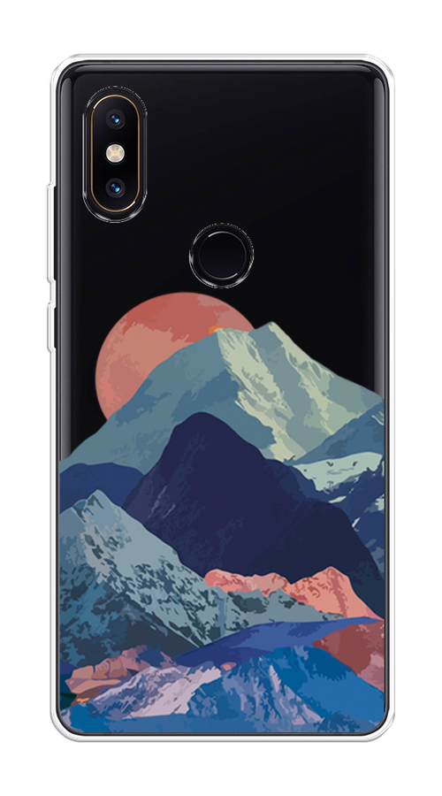 

Чехол на Xiaomi Mi Mix 2S "Закат в снежных горах", Красный;серый;голубой, 33450-2