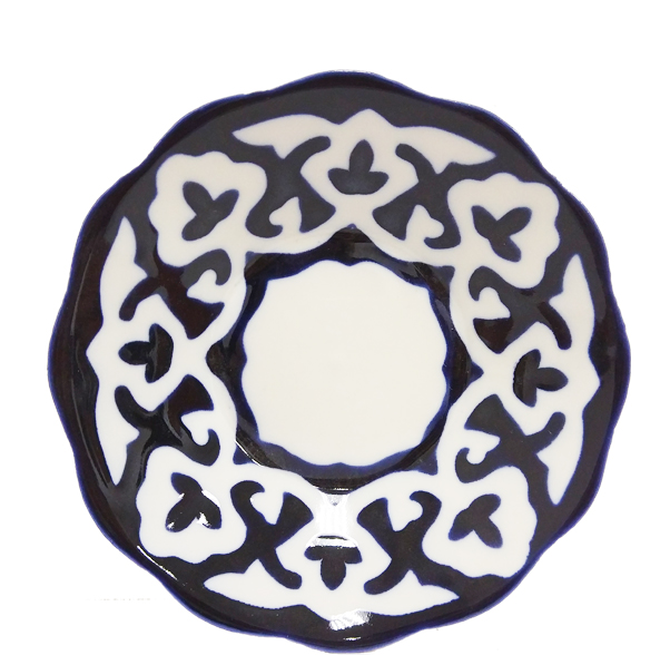 фото Тарелка круглая рифлёная 130 мм синяя turon porcelain