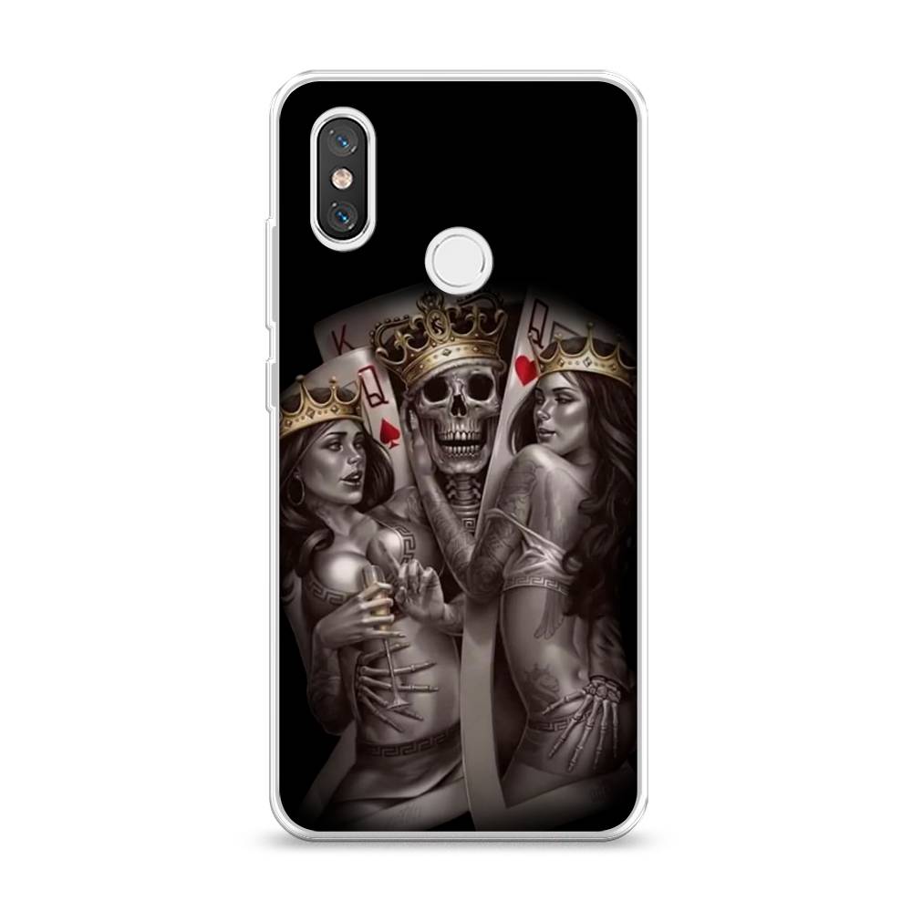 

Чехол на Xiaomi Mi 8 "Карты король и королевы", Серый;желтый, 33550-6