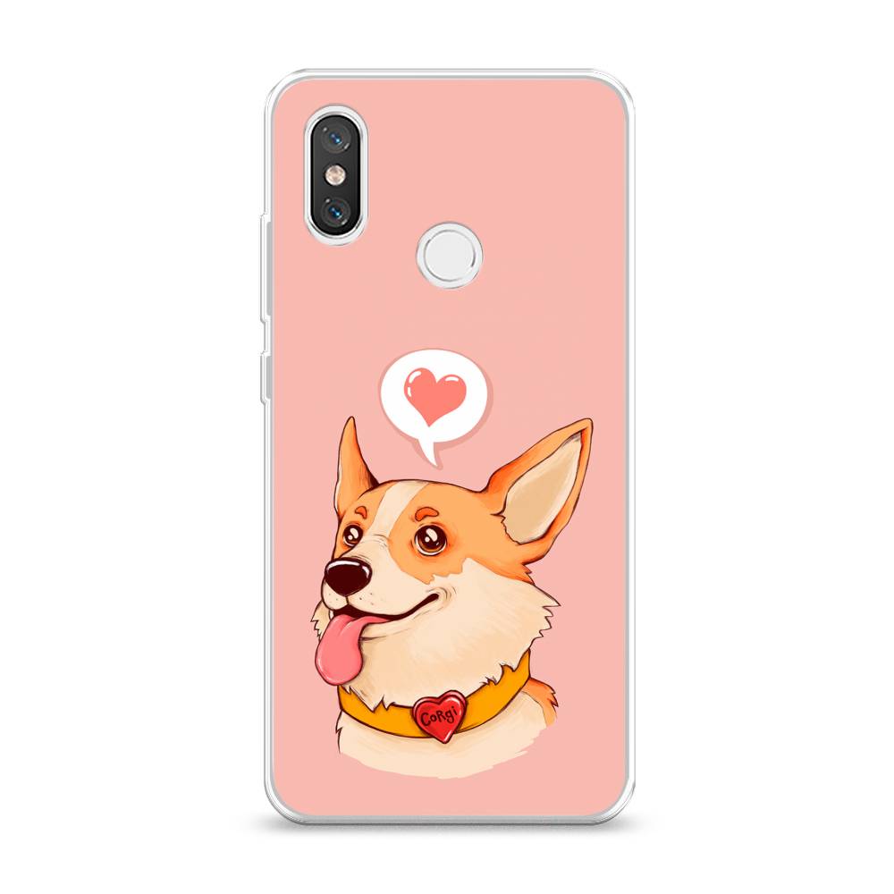 

Чехол на Xiaomi Mi 8 "Корги язык", Розовый;коричневый, 33550-1