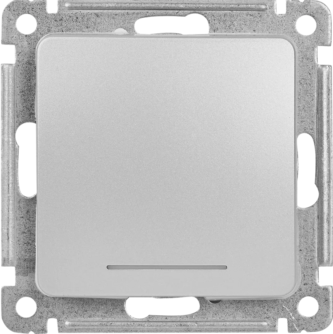 Выключатель встраиваемый Hegel Мастер 1 клавиша с индикатором цвет серебро