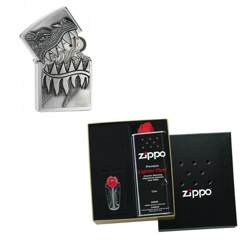 

Зажигалка ZIPPO Classic Brushed Chrome 28969 в подарочной упаковке + топливо и кремни, Серебристый, 28969-n