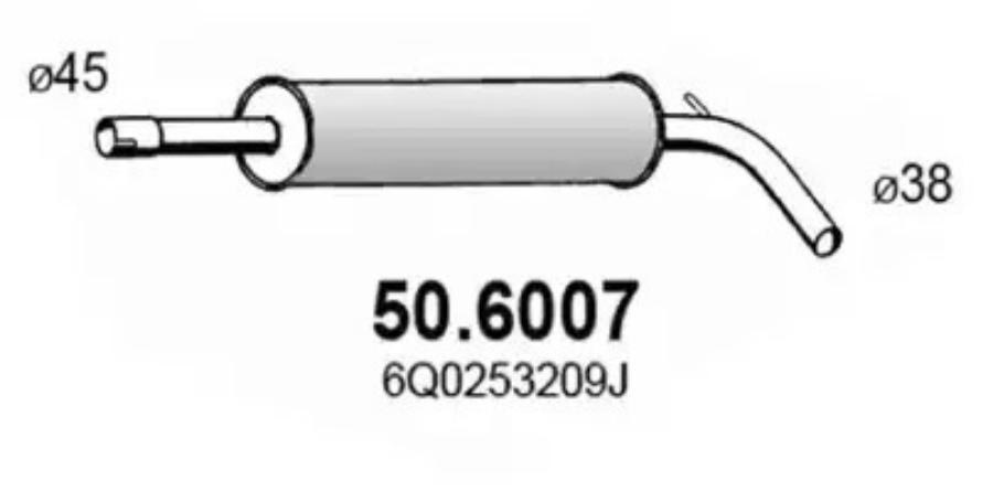 

ASSO 50.6007 Глушитель средн.часть 1шт