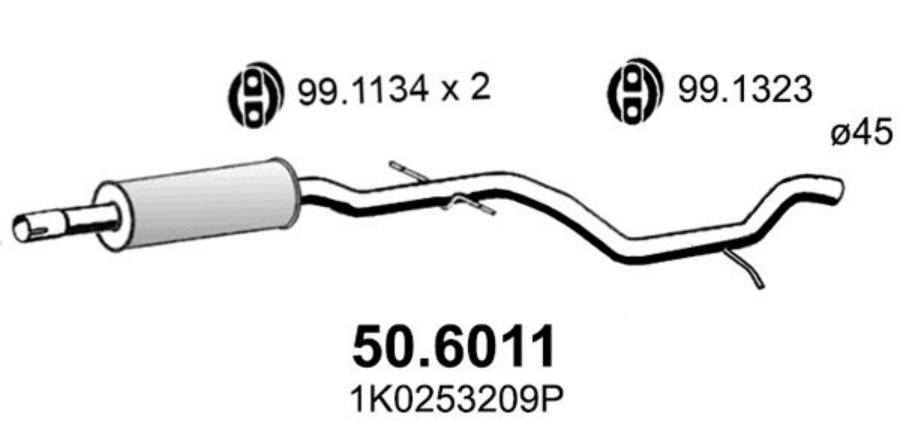 

ASSO 50.6011 Глушитель средн.часть 1шт