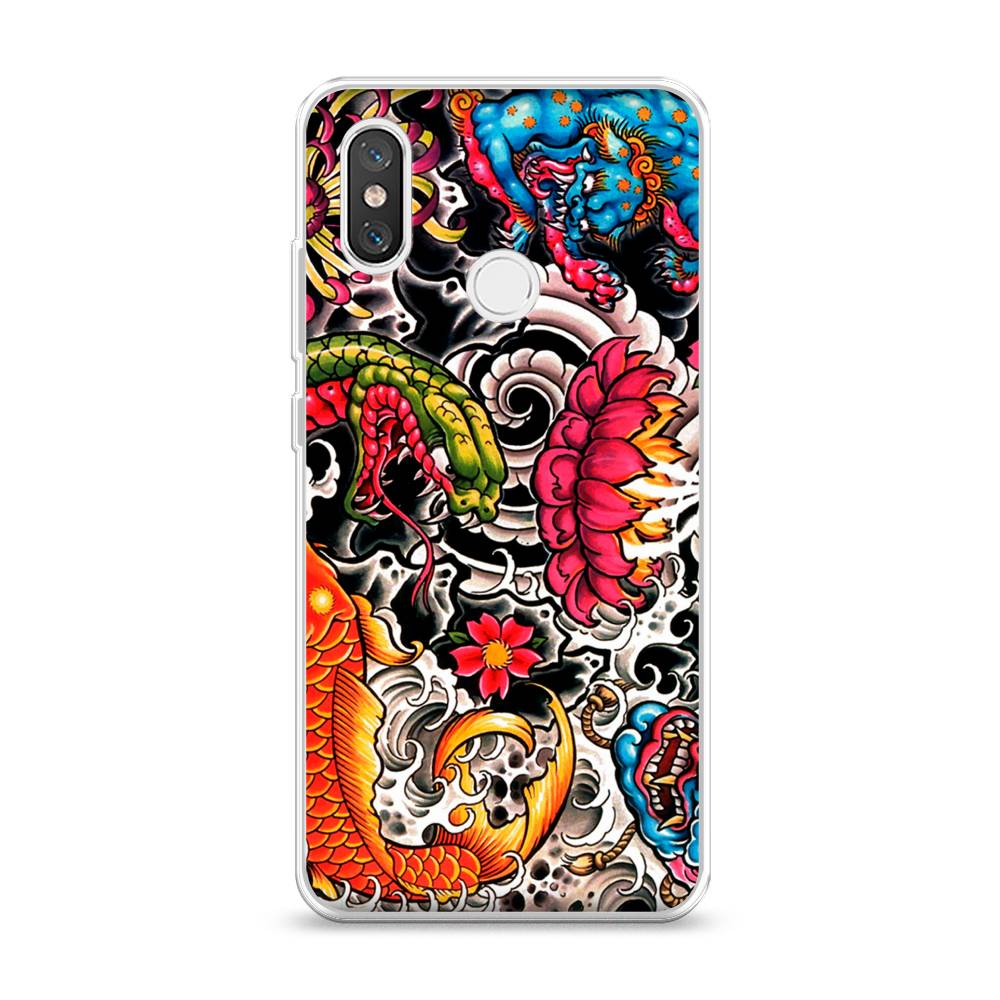 

Чехол на Xiaomi Mi 8 "Японское искусство", Красный;оранжевый;голубой, 33550-4
