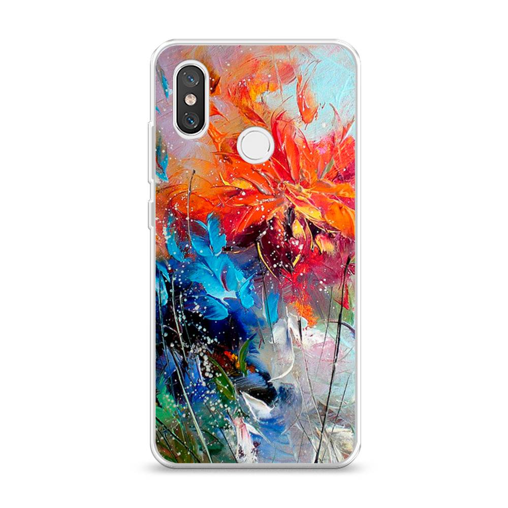 

Чехол на Xiaomi Mi 8 "Абстрактные цветы", Оранжевый;синий, 33550-4