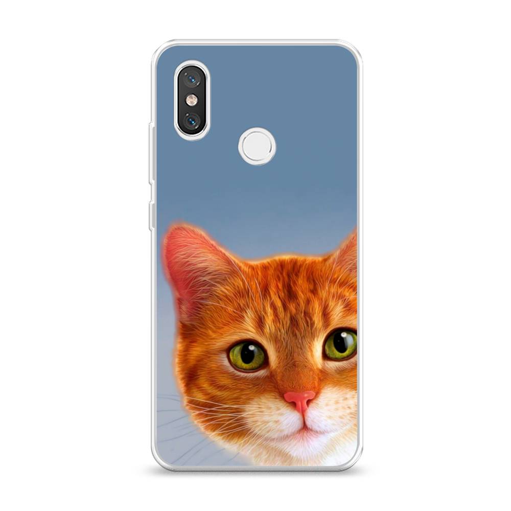 

Чехол на Xiaomi Mi 8 "Любопытный котик", Коричневый, 33550-1