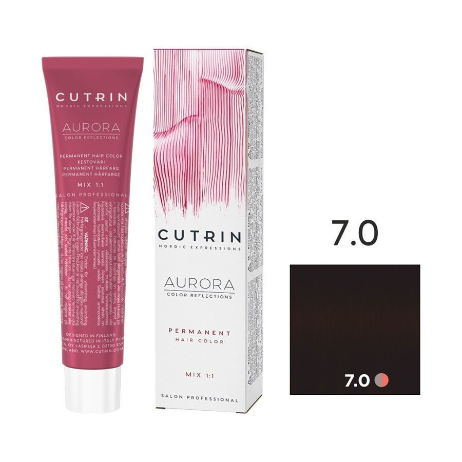 Краска для волос Cutrin Coloring Hair and Perming Aurora Permanent Hair Color 7.00 крем краска aurora permanent cutrin 4 37g коричневое золотое дерево 60 мл