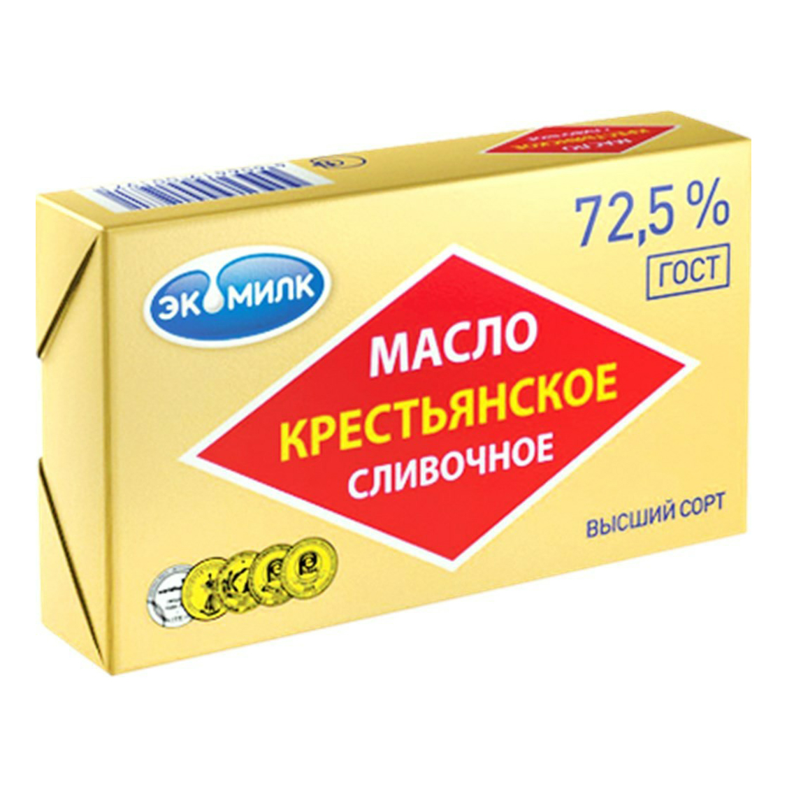 

Сливочное масло Экомилк Крестьянское 72,5% БЗМЖ 180 г