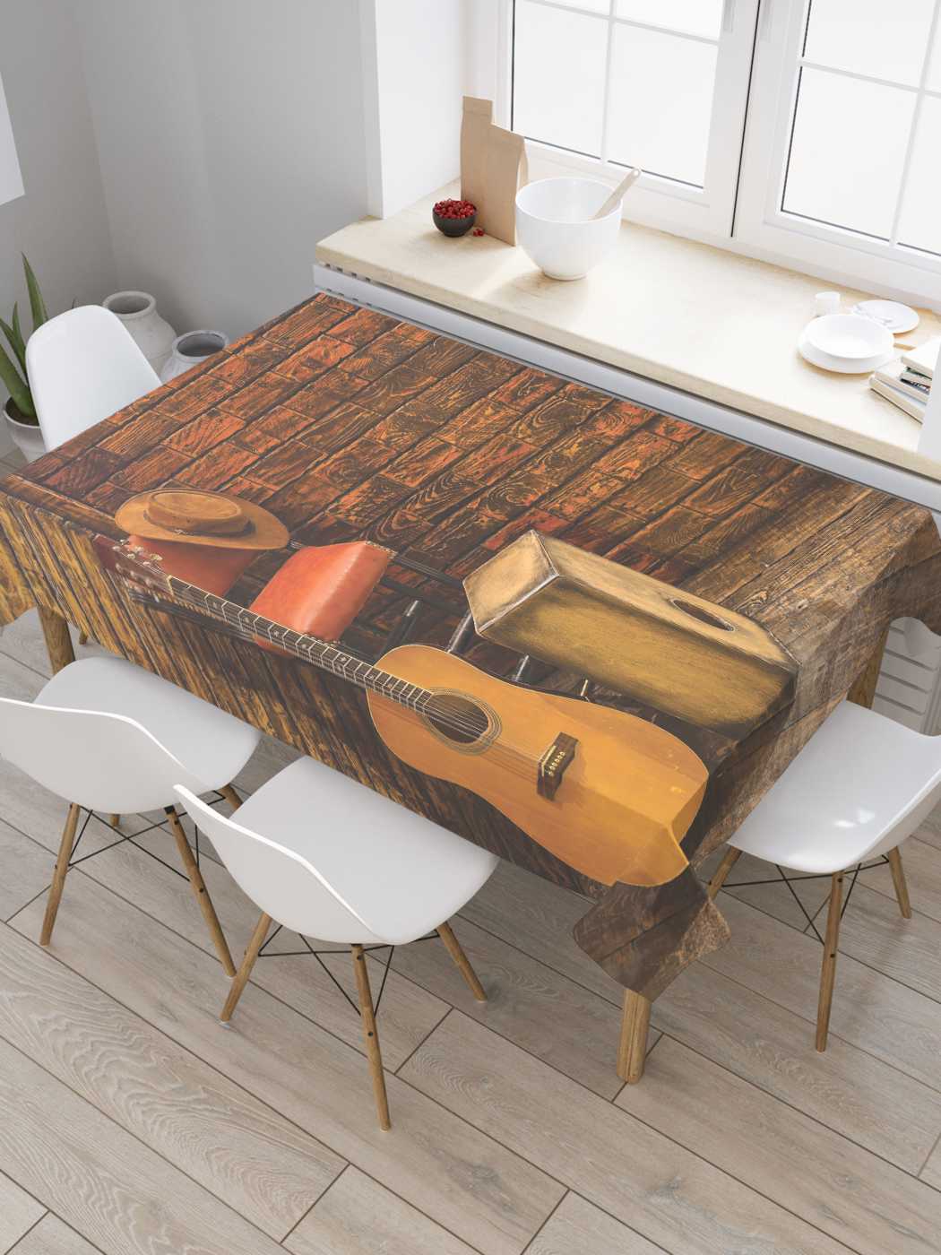 

Скатерть прямоугольная JoyArty "Уголок уличного музыканта" из сатена, 180x145 см, Оранжевый, Уголок уличного музыканта