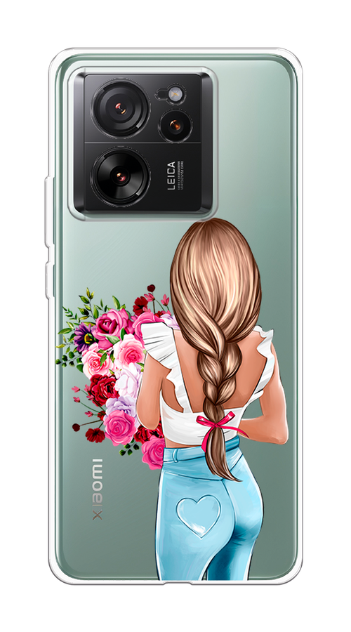 

Чехол на Xiaomi 13T Pro Про "Девушка с цветами", Коричневый;розовый;бирюзовый, 319950-1