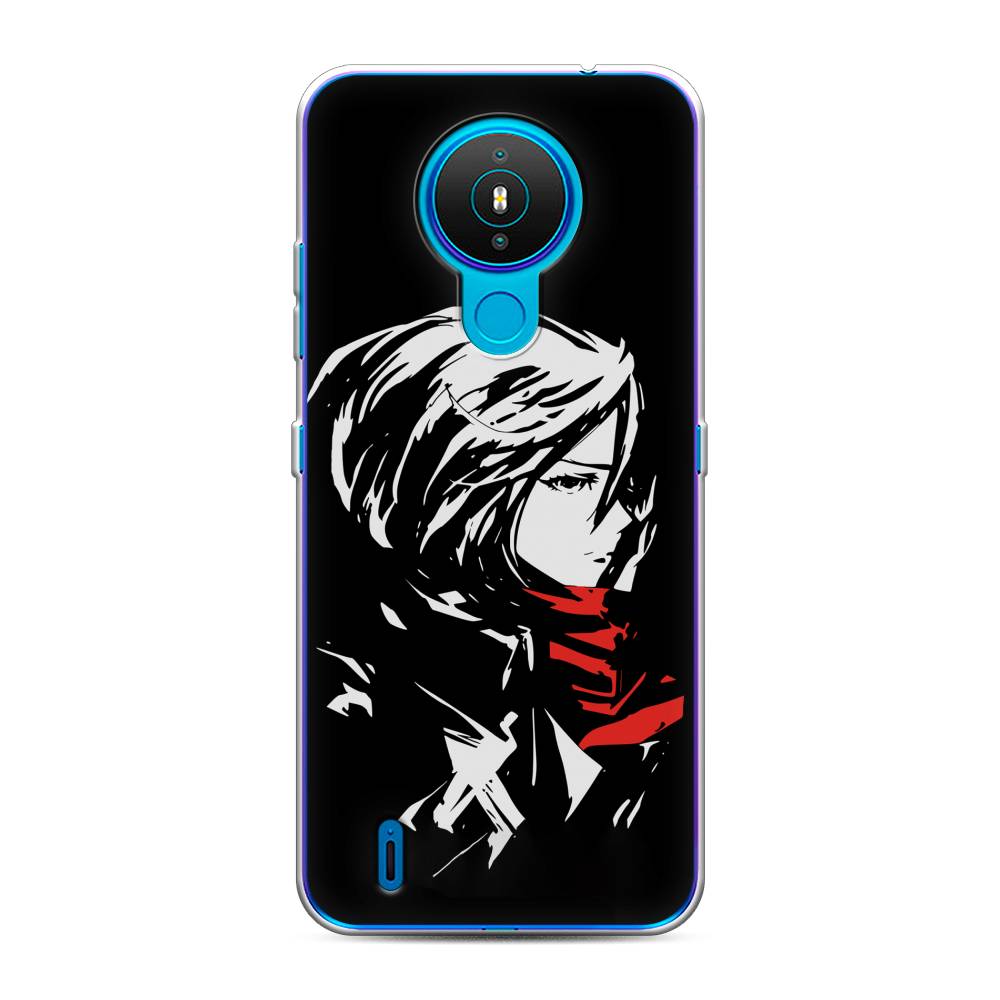 

Чехол на Nokia 1.4 "Микаса минимализм", Черный;серый;красный, 124550-4