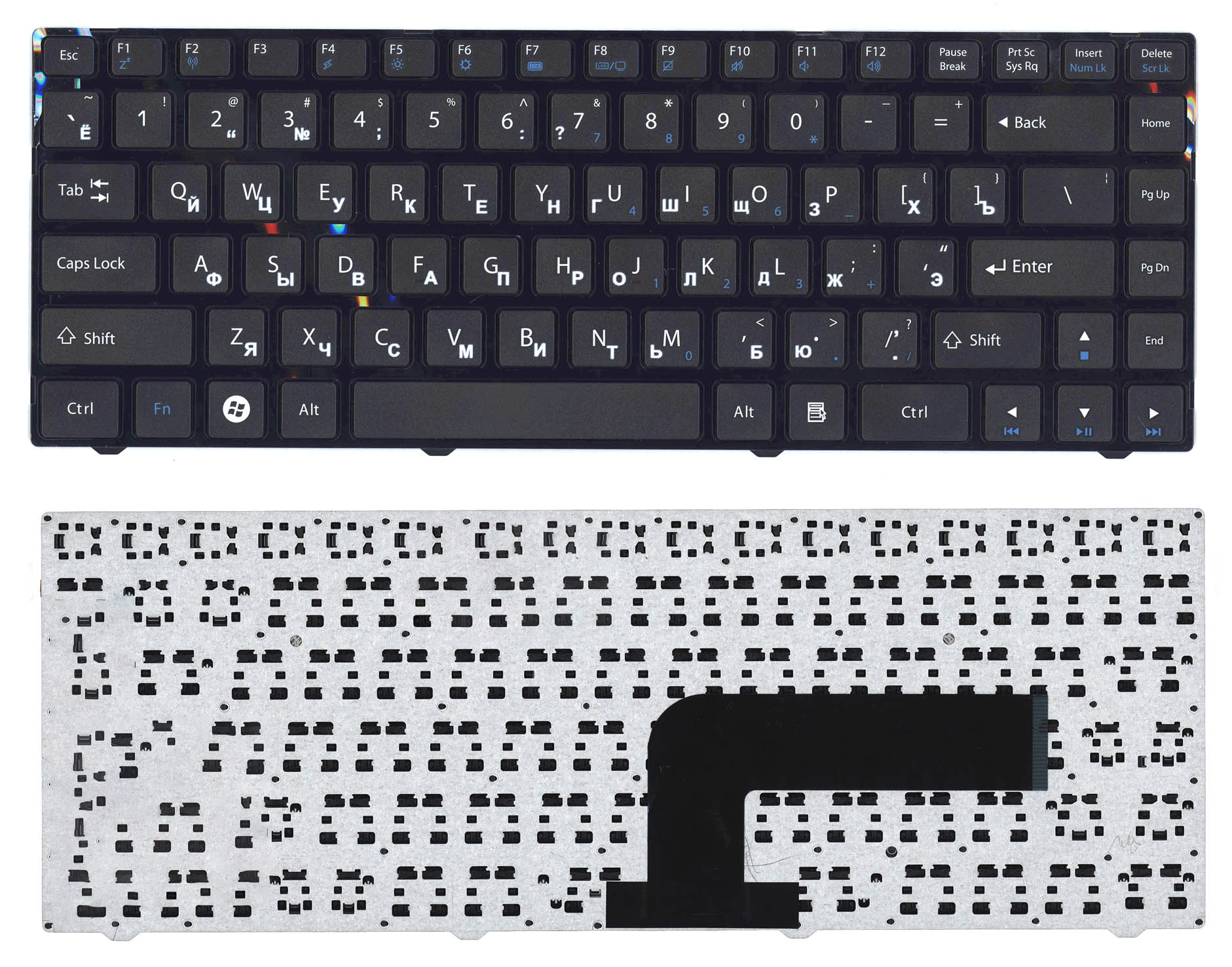 

Клавиатура для ноутбука DNS Pegatron B14Y, Clevo W740 черная с рамкой