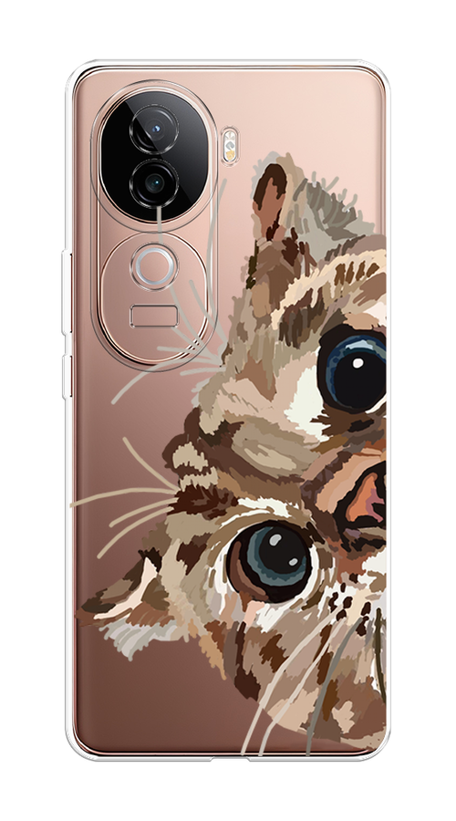 

Чехол на Vivo V40e Любопытный кот, Коричневый;синий;черный, 2611950-1