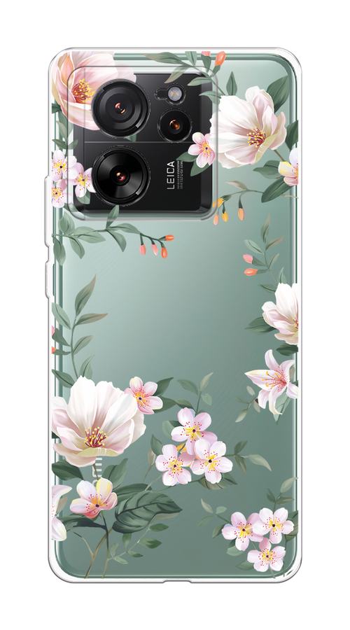 

Чехол на Xiaomi 13T Pro Про "Beautiful white flowers", Бежевый;зеленый, 319950-1