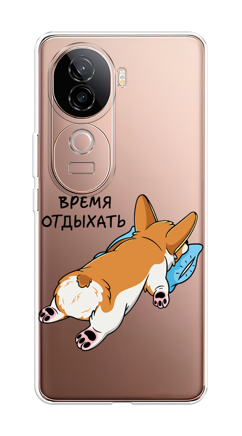 

Чехол на Vivo V40e Корги отдыхает, Черный;коричневый;голубой, 2611950-1
