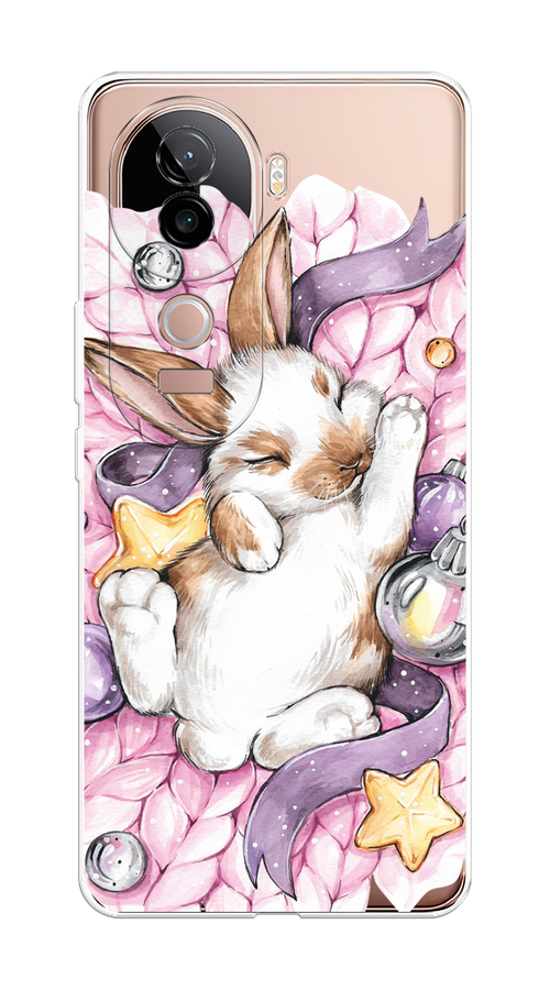 

Чехол на Vivo V40e Кролик спит, Розовый;белый, 2611950-1