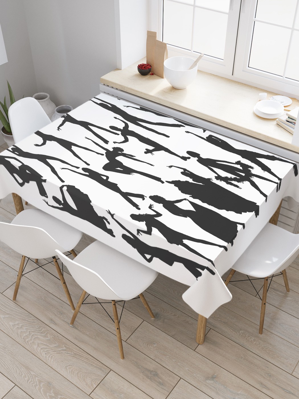 

Скатерть прямоугольная JoyArty "Силуэты танцовщиц" из оксфорда, 180x145 см, Белый, Силуэты танцовщиц