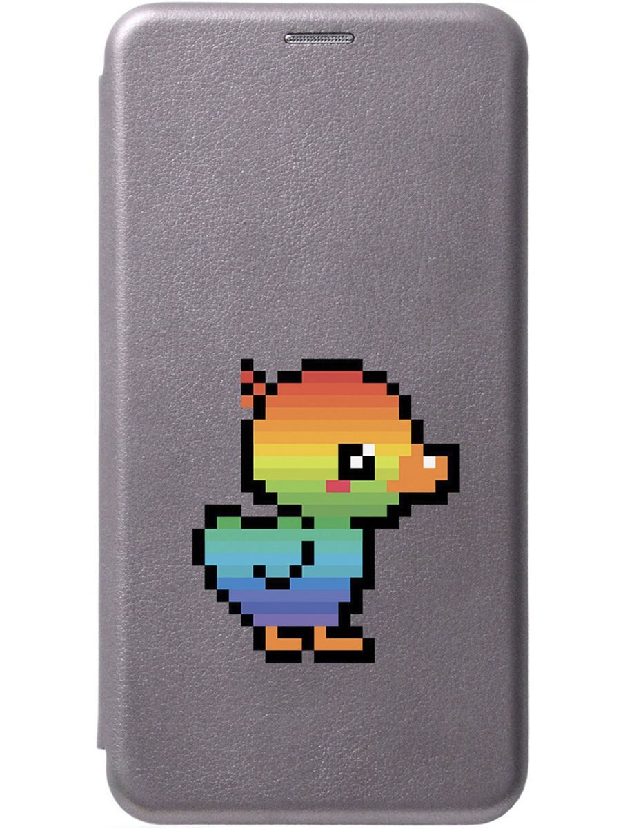 

Чехол-книжка на Samsung Galaxy A14 с 3D принтом "Pixel Duck" серый, Серый;желтый, 158814
