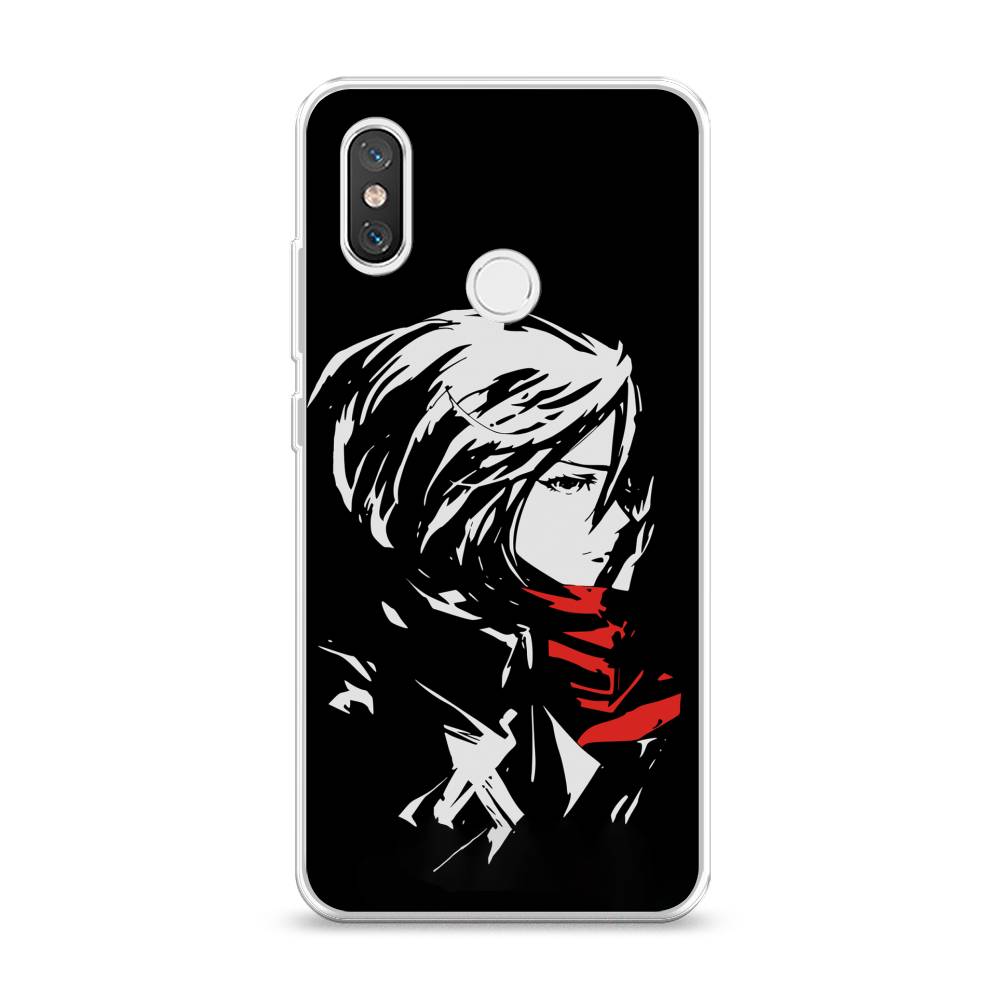 

Чехол на Xiaomi Mi 8 "Микаса минимализм", Черный;серый;красный, 33550-4