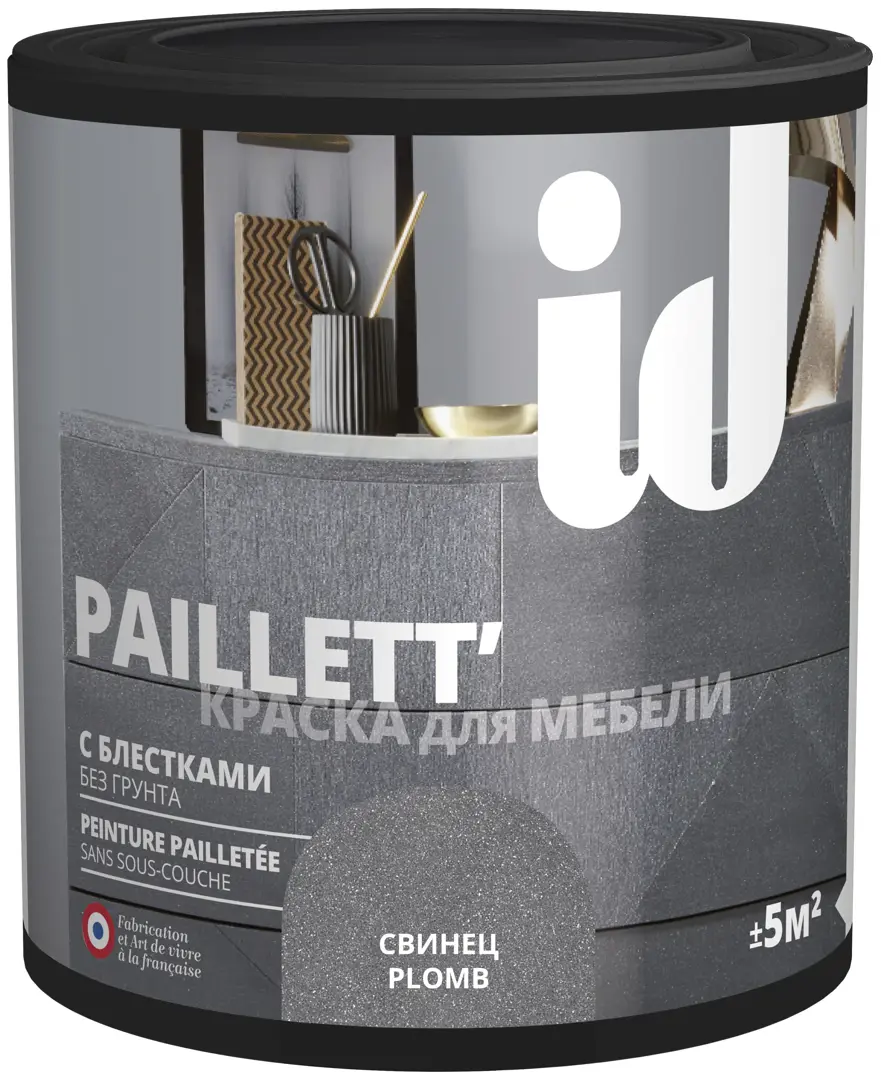 Краска для мебели ID Paillett цвет свинец 0.5 л