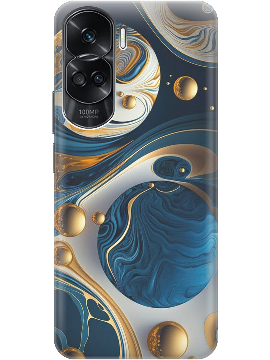 

Силиконовый чехол на Honor 90 Lite с рисунком "Сине-золотые фигуры" прозрачный, Желтый;синий, 20001432