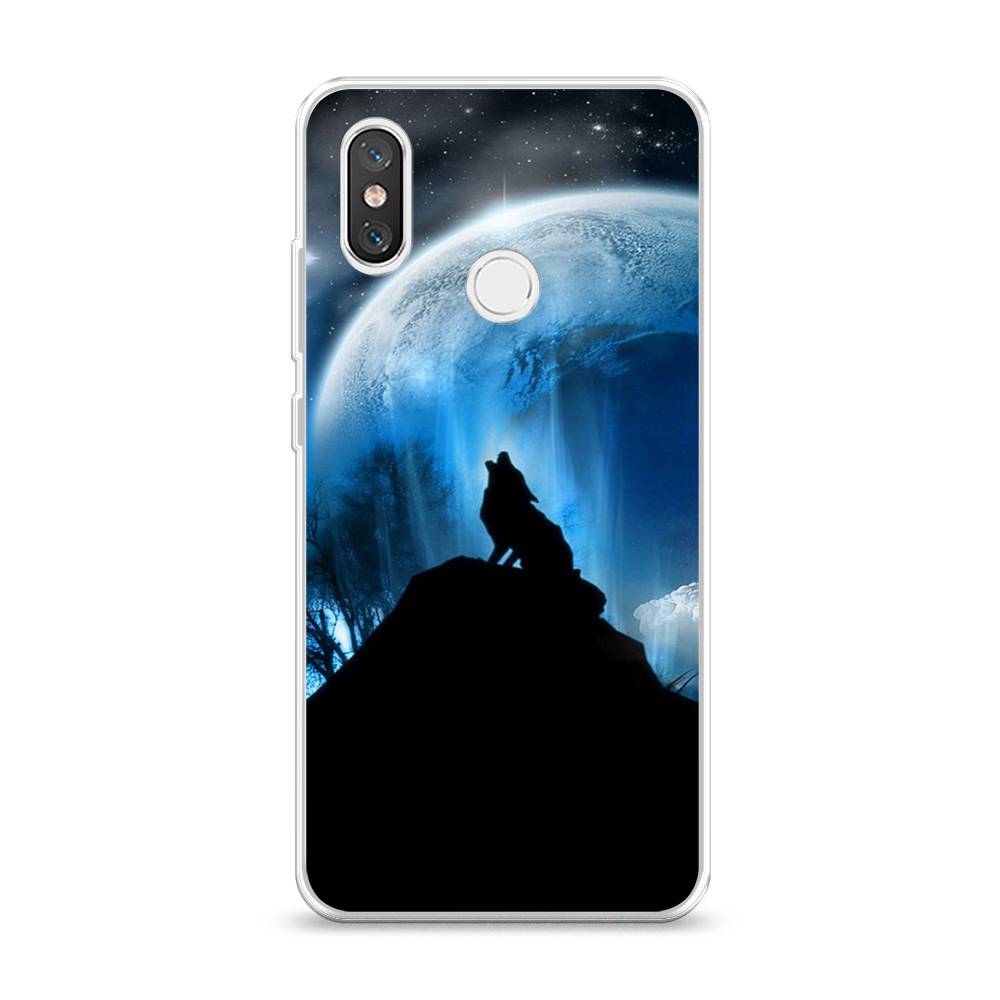 

Чехол на Xiaomi Mi 8 "Волк 2", Синий;черный;белый, 33550-1