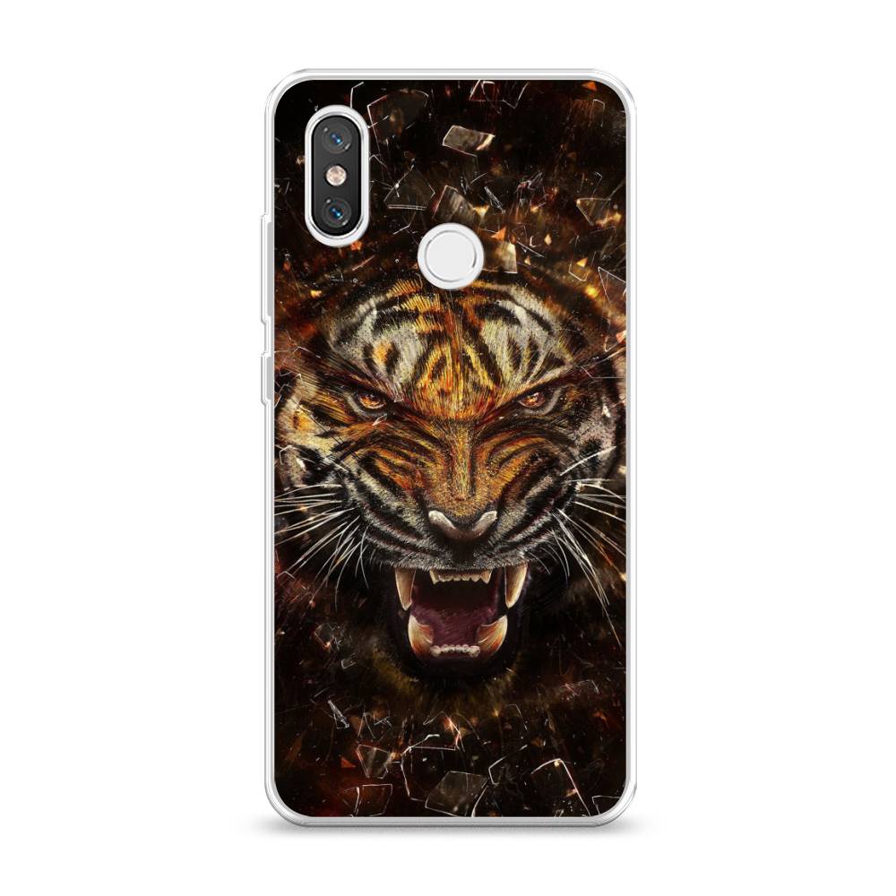 

Чехол на Xiaomi Mi 8 "Тигр осколки", Оранжевый;серый;черный, 33550-1