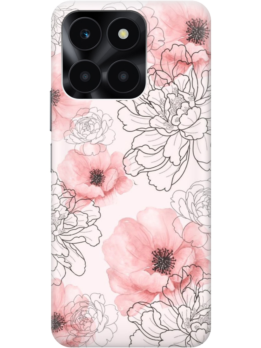 

Силиконовый чехол на Honor X6a с рисунком "Нежно розовые цветы" прозрачный, Розовый, 20001441