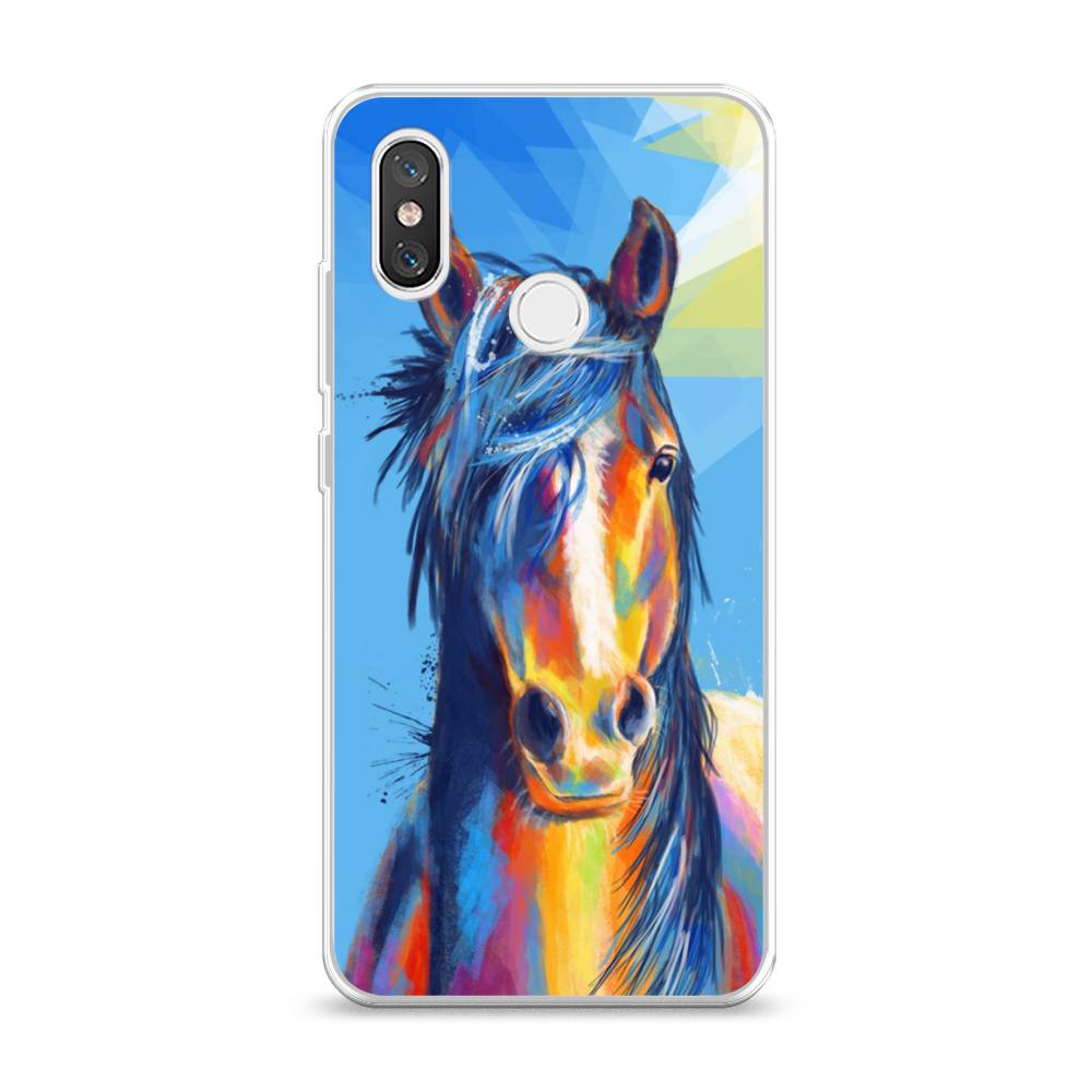 

Чехол на Xiaomi Mi 8 "Лошадь арт 3", Голубой;желтый;синий, 33550-1