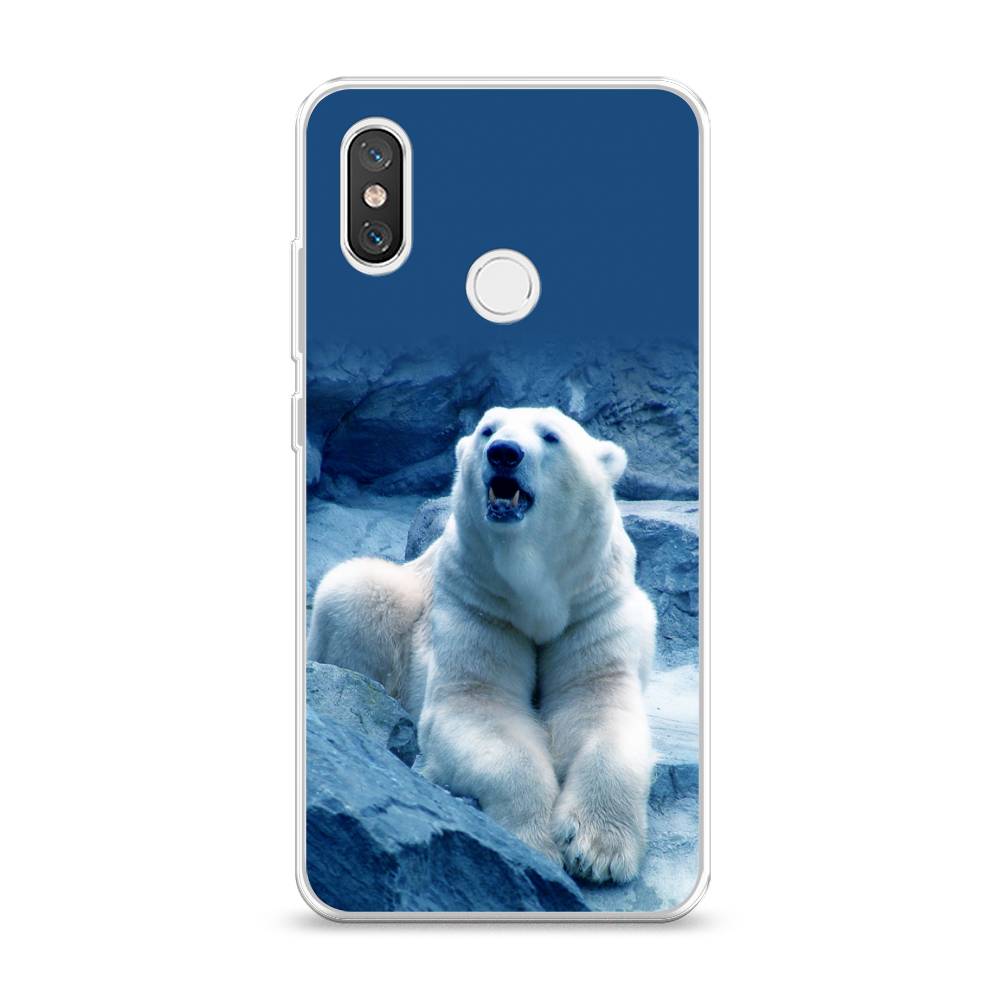 

Чехол на Xiaomi Mi 8 "Белый медведь", Голубой;белый, 33550-1