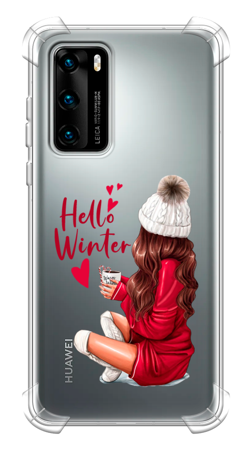 

Чехол Awog на Huawei P40 "Hello winter", Красный;коричневый;белый