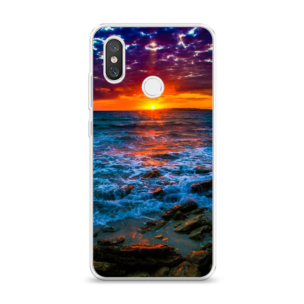 

Чехол на Xiaomi Mi 8 "Закат 1", Оранжевый;синий, 33550-2
