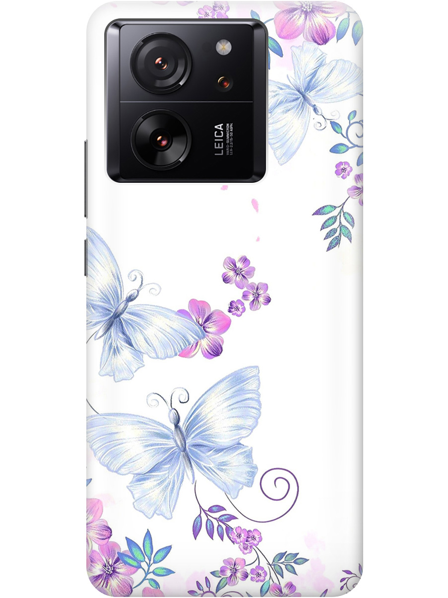 

Силиконовый чехол на Xiaomi 13T / 13T Pro с рисунком "Бабочки и фиалки" прозрачный, Белый;фиолетовый, 20001438