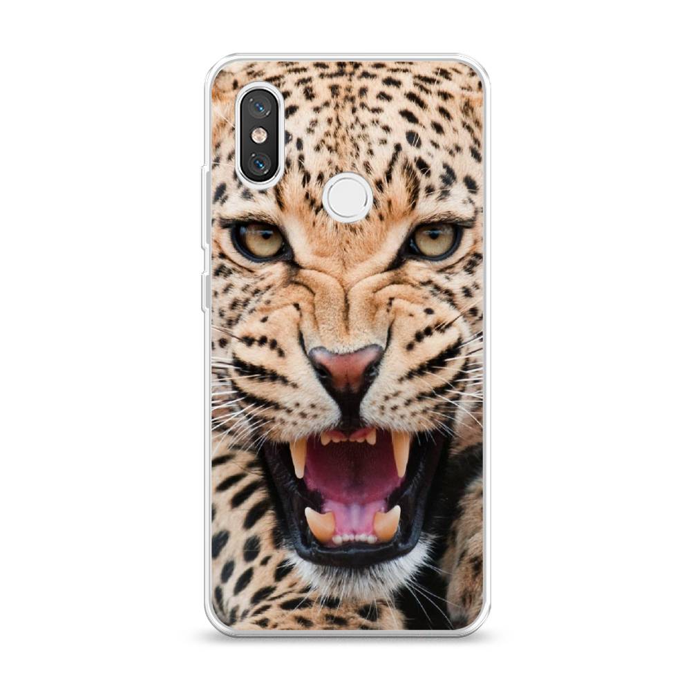 

Чехол на Xiaomi Mi 8 "Леопард 3d", Бежевый;черный, 33550-6