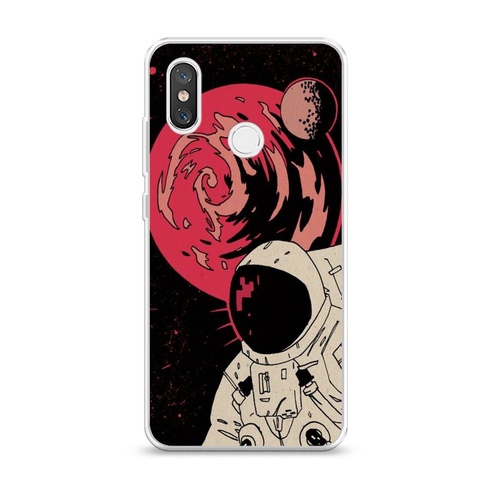 

Чехол на Xiaomi Mi 8 "Космонавт возле Марса", Черный;красный, 33550-2