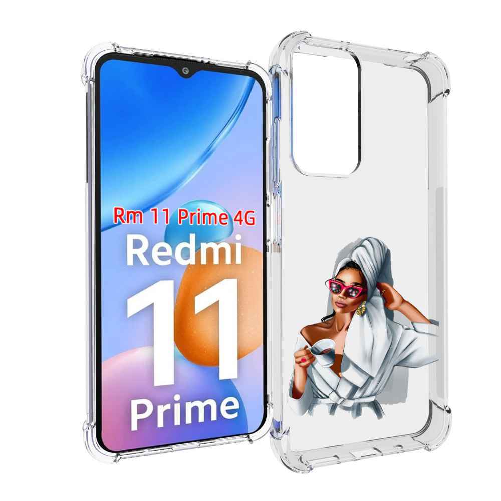 Чехол MyPads Девушка в белом халате женский для Xiaomi Redmi 11 Prime 4G